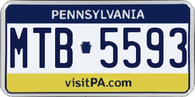 PA license plate MTB5593