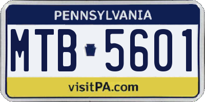 PA license plate MTB5601