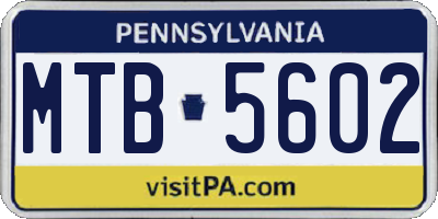PA license plate MTB5602