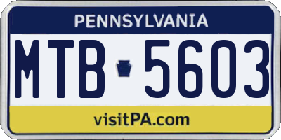 PA license plate MTB5603