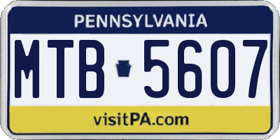 PA license plate MTB5607