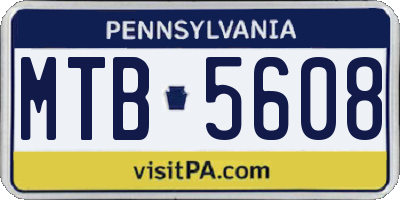 PA license plate MTB5608