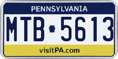 PA license plate MTB5613