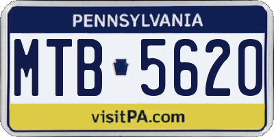 PA license plate MTB5620