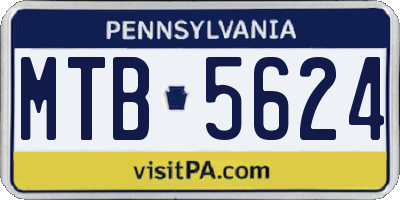 PA license plate MTB5624