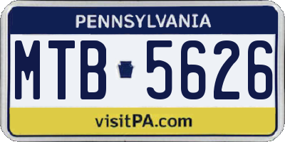 PA license plate MTB5626