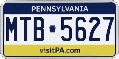PA license plate MTB5627