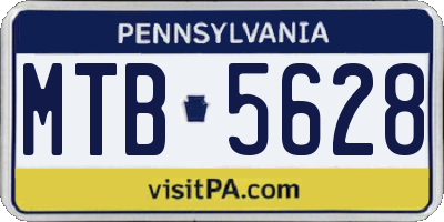 PA license plate MTB5628