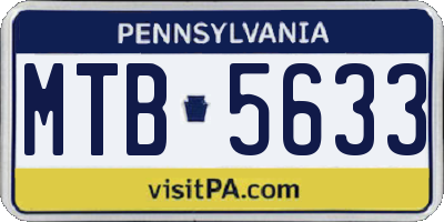 PA license plate MTB5633