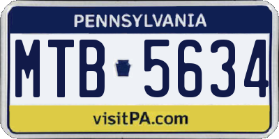 PA license plate MTB5634