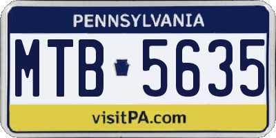 PA license plate MTB5635