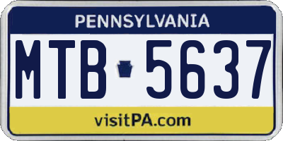 PA license plate MTB5637