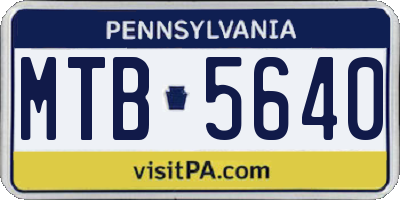 PA license plate MTB5640