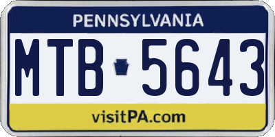 PA license plate MTB5643