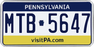 PA license plate MTB5647
