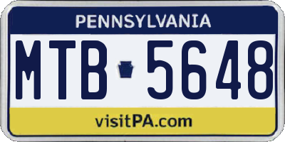 PA license plate MTB5648