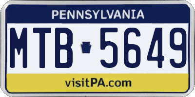 PA license plate MTB5649