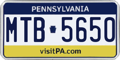 PA license plate MTB5650