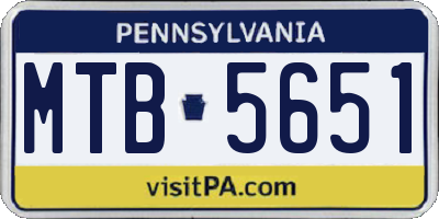 PA license plate MTB5651