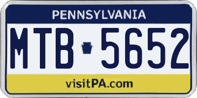 PA license plate MTB5652
