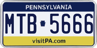 PA license plate MTB5666