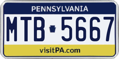 PA license plate MTB5667