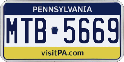 PA license plate MTB5669
