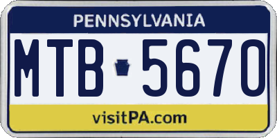 PA license plate MTB5670