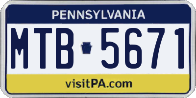 PA license plate MTB5671