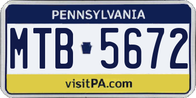 PA license plate MTB5672