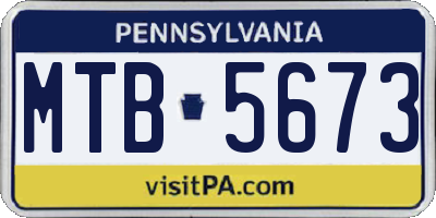 PA license plate MTB5673