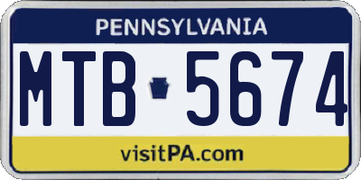 PA license plate MTB5674