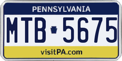 PA license plate MTB5675