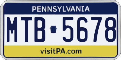 PA license plate MTB5678