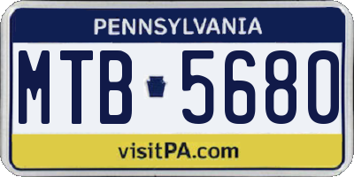 PA license plate MTB5680