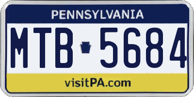 PA license plate MTB5684