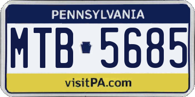 PA license plate MTB5685