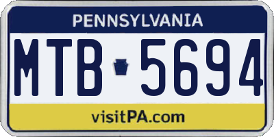 PA license plate MTB5694