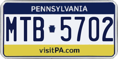 PA license plate MTB5702
