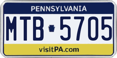 PA license plate MTB5705