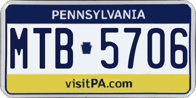 PA license plate MTB5706