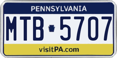 PA license plate MTB5707