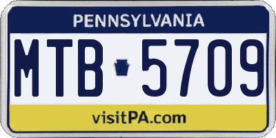 PA license plate MTB5709