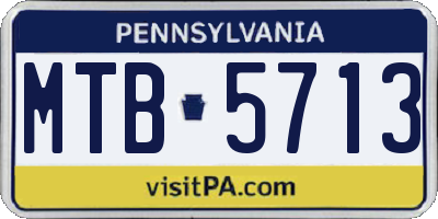 PA license plate MTB5713