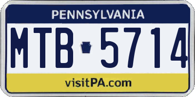 PA license plate MTB5714