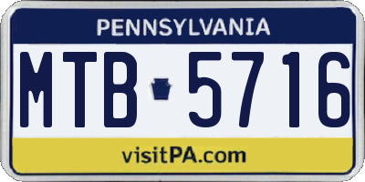 PA license plate MTB5716