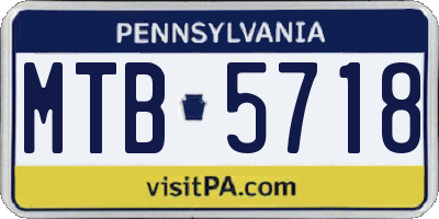 PA license plate MTB5718