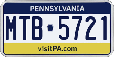 PA license plate MTB5721