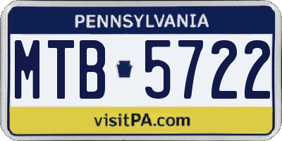 PA license plate MTB5722