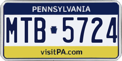 PA license plate MTB5724